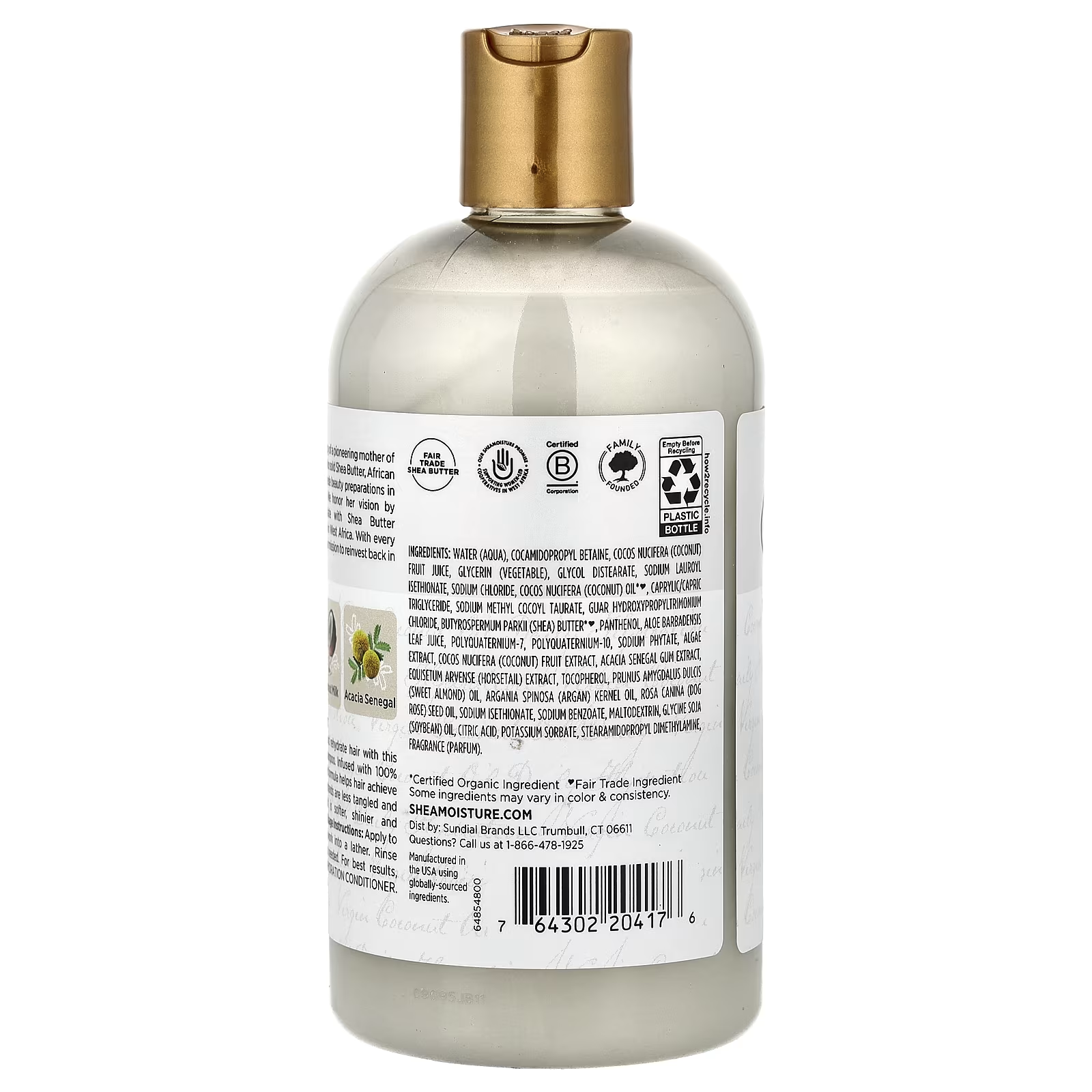Shea Moisture 100% Virgin Coconut Oil Daily Hydration Shampoo, Sulphate-Free Moisturizing Cleanser, 384ml