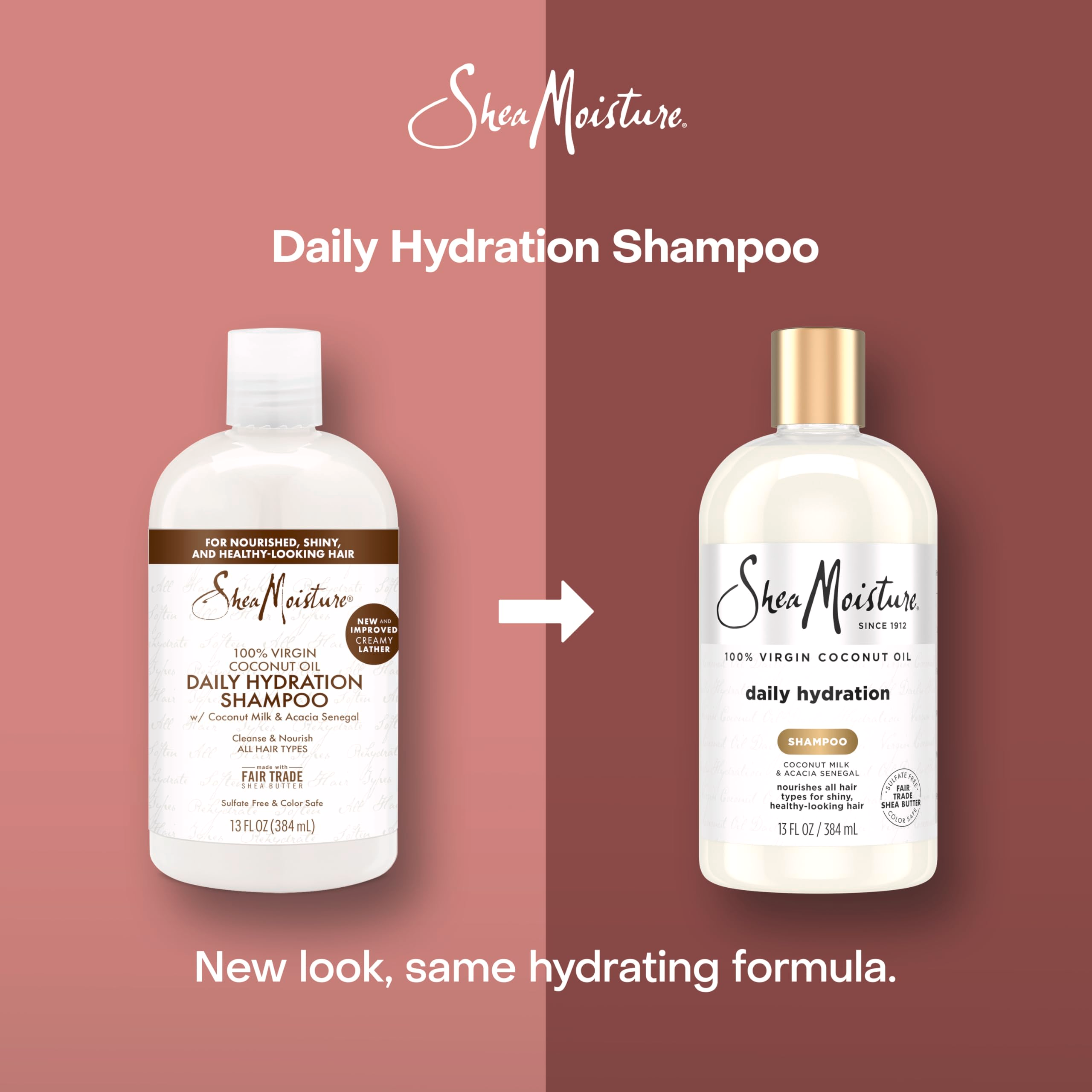 Shea Moisture 100% Virgin Coconut Oil Daily Hydration Shampoo, Sulphate-Free Moisturizing Cleanser, 384ml