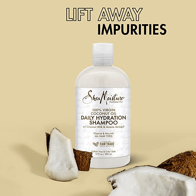 Shea Moisture 100% Virgin Coconut Oil Daily Hydration Shampoo, Sulphate-Free Moisturizing Cleanser, 384ml