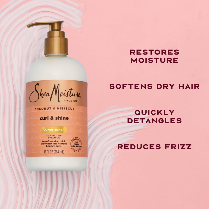 Shea Moisture Coconut and Hibiscus Curl Conditioner, Hydrating Curl and Shine Hair Care, 384ml