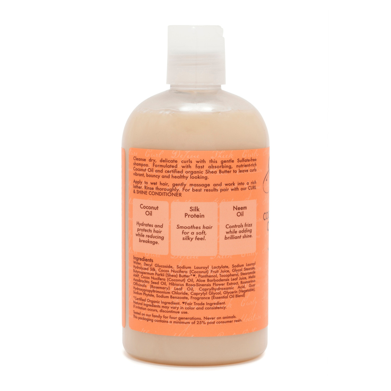 Shea Moisture Coconut and Hibiscus Curl & Shine Shampoo, Sulphate-Free Cleanser for Curly and Thick Hair - 384ml