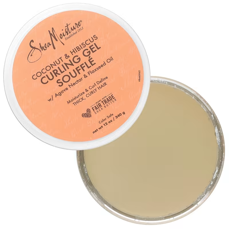 Shea Moisture Coconut & Hibiscus Curling Gel Souffle, Define, Hydrate and Control Frizz Naturally, 340g