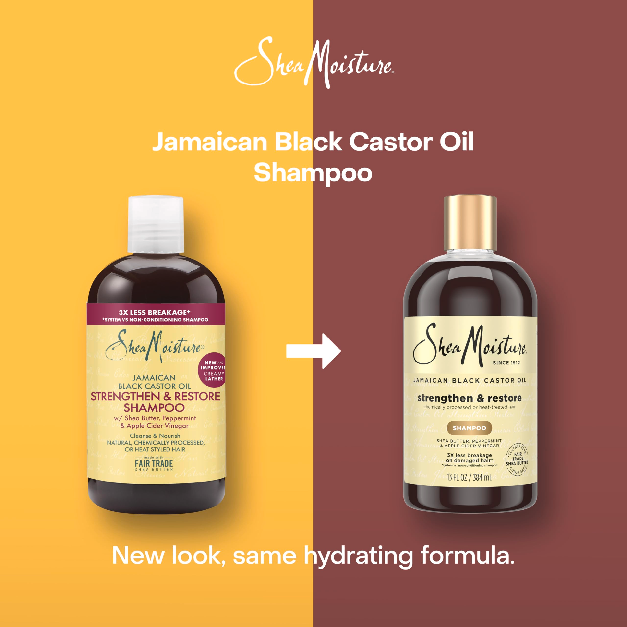 Shea Moisture Jamaican Black Castor Oil Strengthen & Restore Shampoo Repair and Nourish, 384ml
