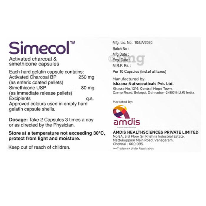 Simecol Hard Gelatin Capsules 20s