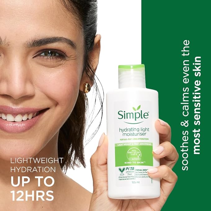 Simple Kind to Skin Hydrating Light Facial Moisturizer Lightweight, 12-Hour Hydration for Sensitive Skin, 125ml