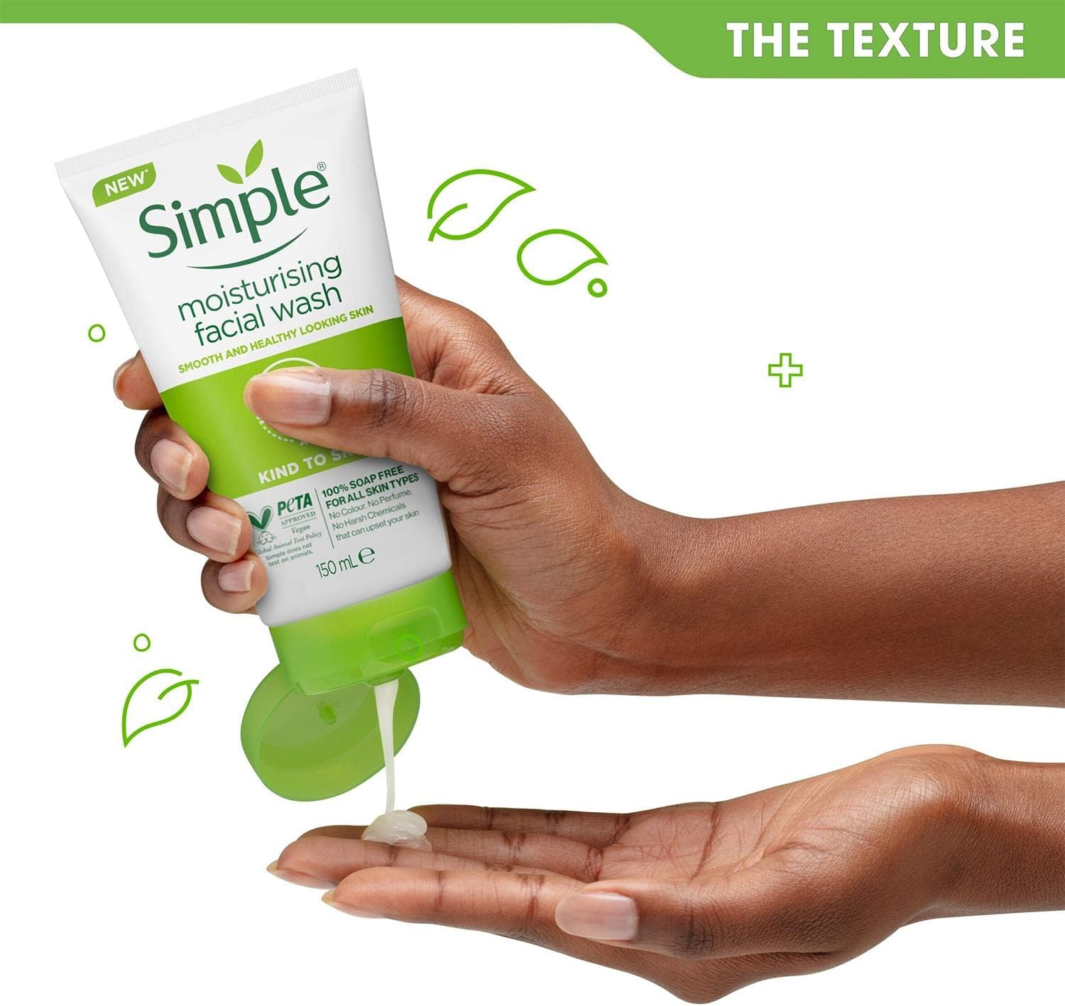 Simple Kind to Skin Moisturizing Facial Wash Hydrating, Gentle Cleanser for Sensitive and Healthy Skin, 150 ml