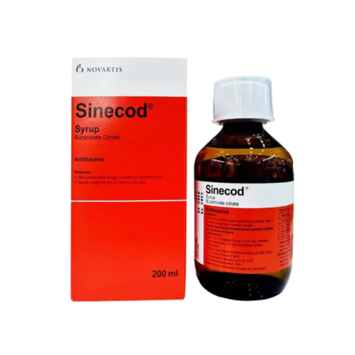 Sinecod Syrup – Non-Drowsy Dry Cough Suppressant for Adults & Children 200ml