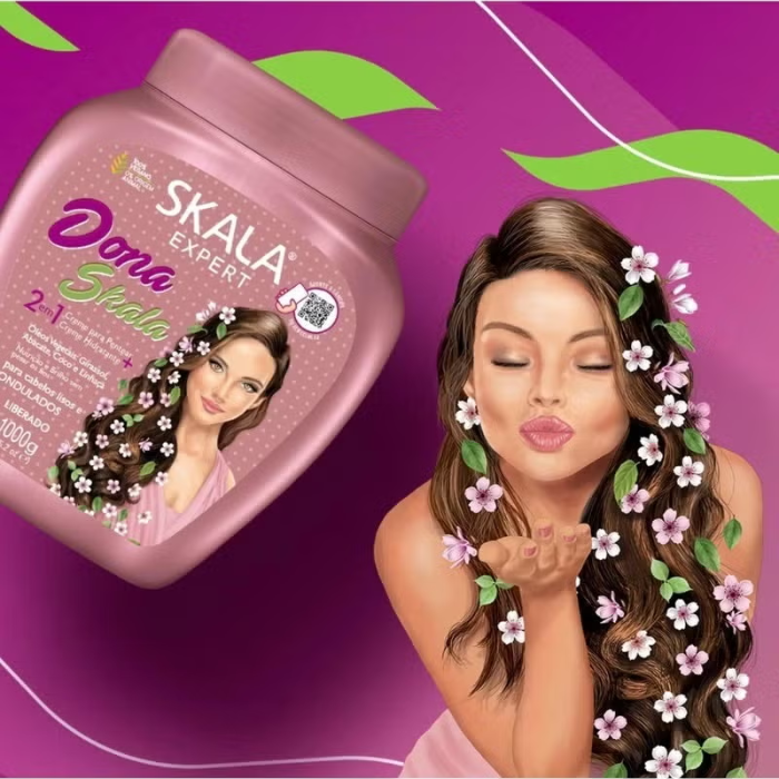 Skala Expert Dona Skala 2-in-1 Vitality Hair Cream, Nourishing Co-Wash, Leave-In for Wavy and Straight Hair - 1000g