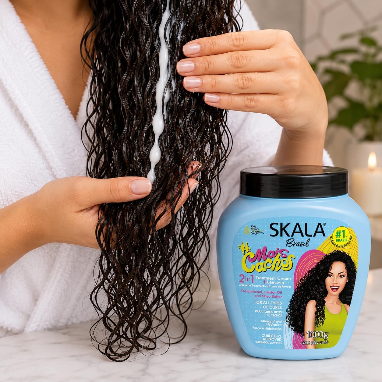 Skala Expert Mais Cachos 2 -in- 1 Curl Treatment Cream, Hydration, Definition, and Repair for Curly Hair - 1000g