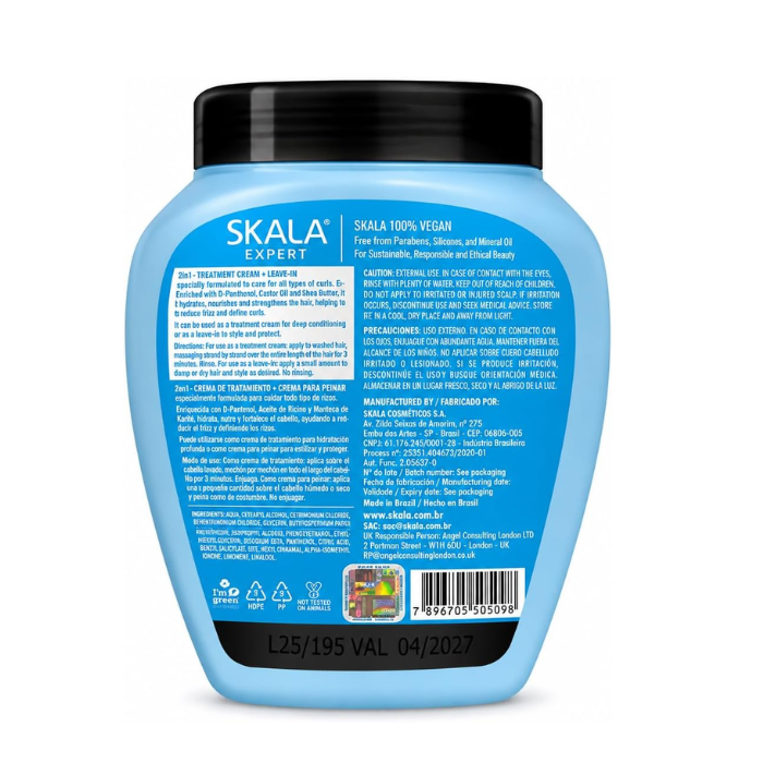Skala Expert Mais Cachos 2 -in- 1 Curl Treatment Cream, Hydration, Definition, and Repair for Curly Hair - 1000g