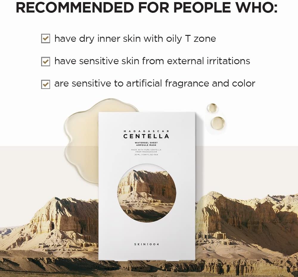 Skin1004 Centella Watergel Sheet Ampoule, Soothing, Hydrating, Cooling Mask for Sensitive Skin 25ml