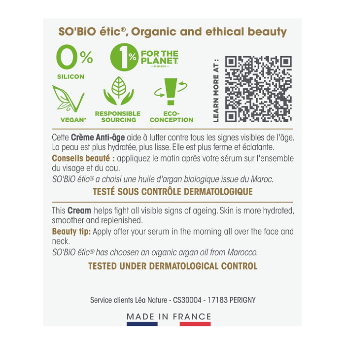 So Bio Etic Organic Argan Anti-Aging Cream 50ml
