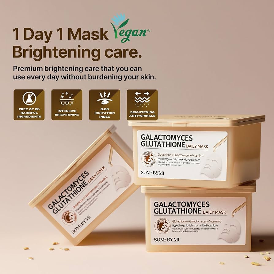 Some By Mi Galactomyces Glutathione Daily Brightening and Hydrating Facial Sheet Masks 30s