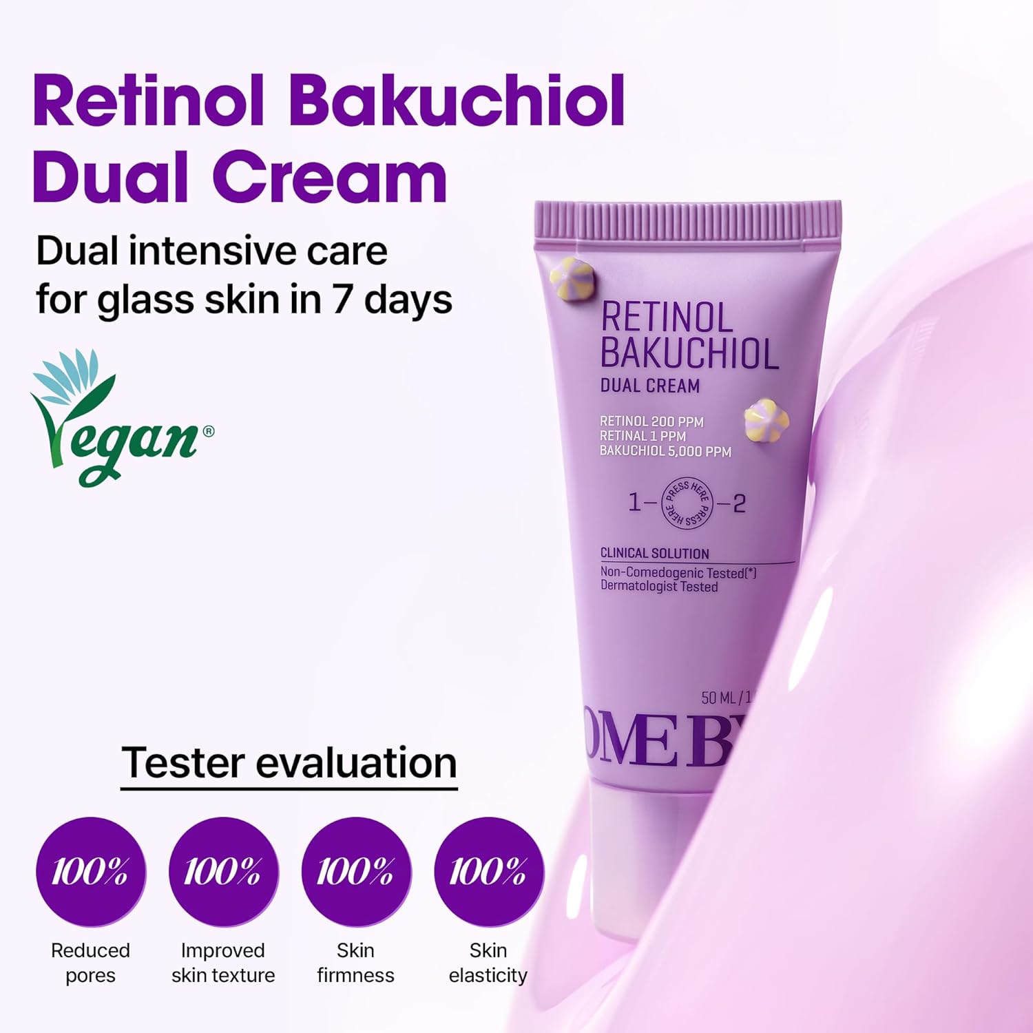 Some By Mi Retinol Bakuchiol Dual Cream, Dual-Action Anti-Aging, Pore Refining & Elasticity Boosting, 50ml