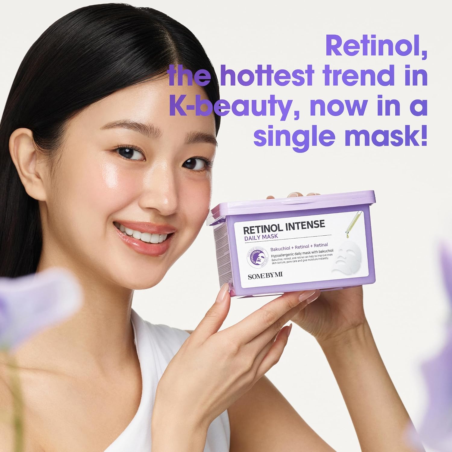 Some By Mi Retinol Intense Daily Sheet Mask, Retinol, Retinal & Bakuchiol for Anti-Aging and Hydration - 30s