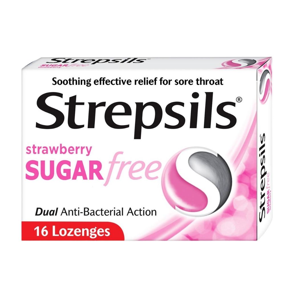 Strepsils Strawberry Sugar Free Lozenges 16s