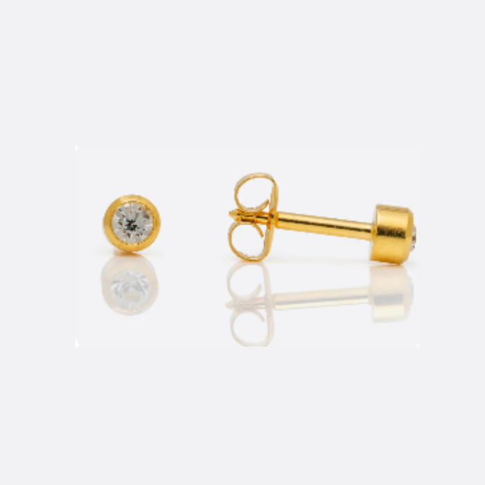 استوديكس سيل حلقان مطلية بالذهب  والكريستال  BIRTHSTONE  R204Y