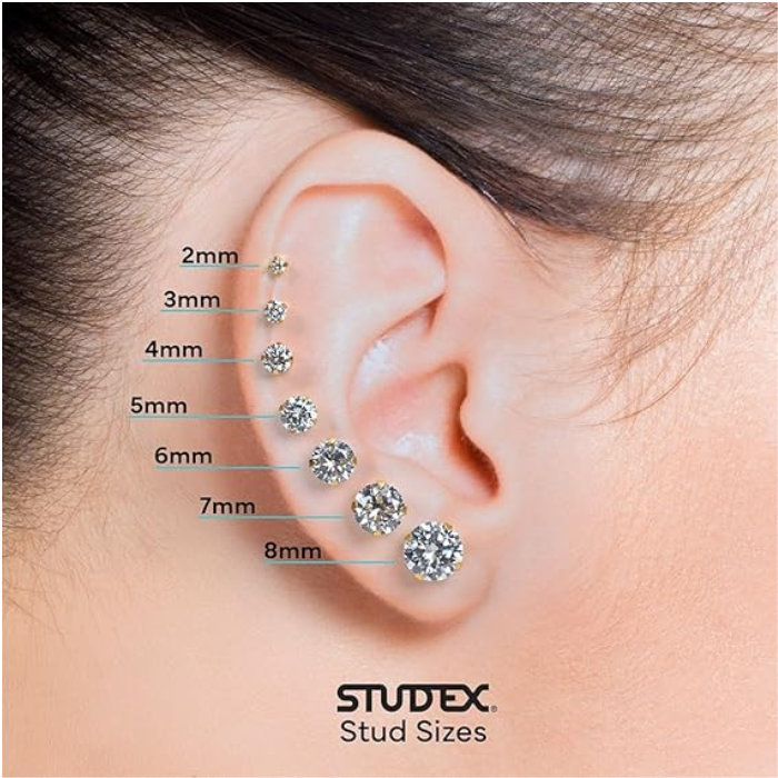 Studex Sensitive Sterilized Gold Plated 2MM Cubic Zirconia PR 740S