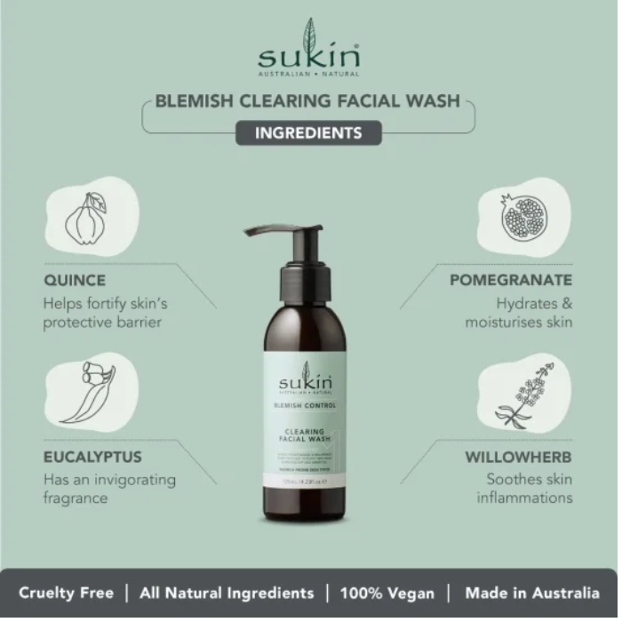 Sukin Blemish Control Clearing Facial Wash 125 ml