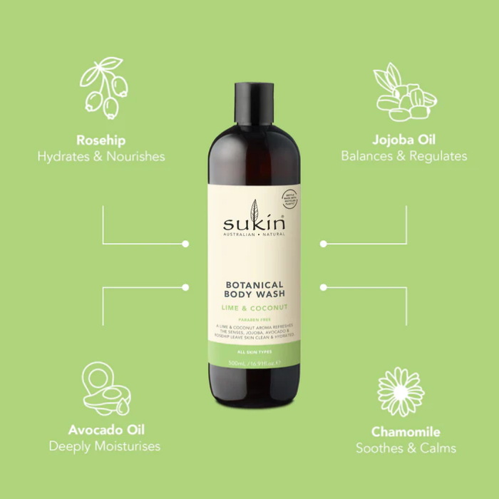 Sukin Botanical Body Wash - Lime & Coconut 500 ml