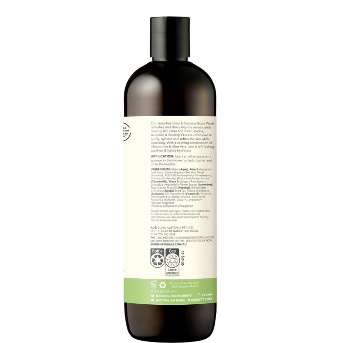 Sukin Botanical Body Wash - Lime & Coconut 500 ml
