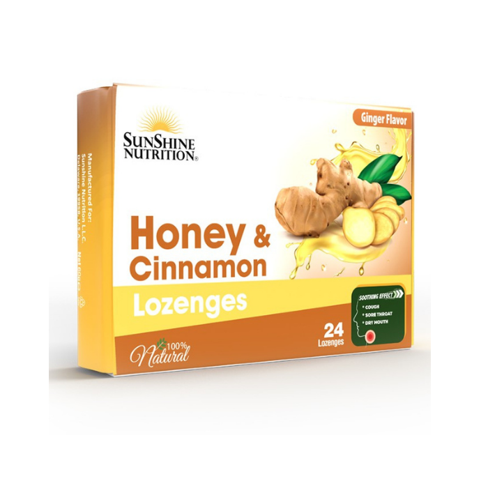 Sunshine Nutrition Honey & Cinnamon Lozenges-Ginger 24s