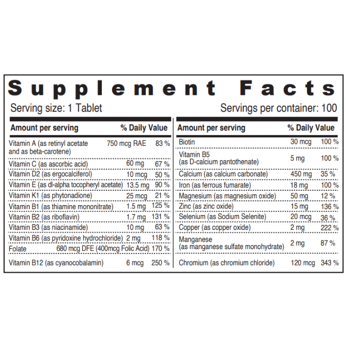 Sunshine Nutrition A To Z Women's Multivitamin 100 Tablets