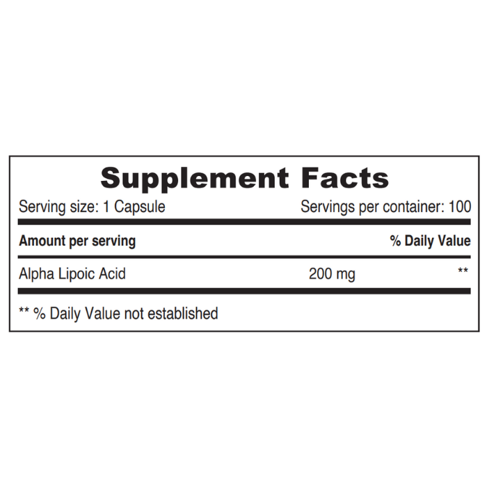 Sunshine Nutrition Alpha Lipoic Acid 200mg 100 Capsules