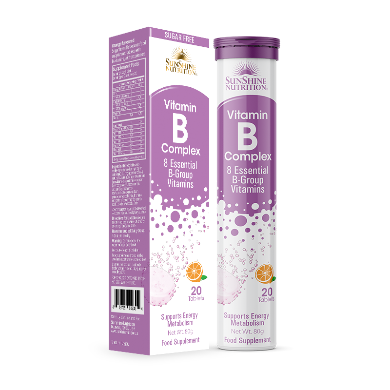 Sunshine Nutrition B-Complex Sugar Free Orange Flavor Effervescent Tablets 20's