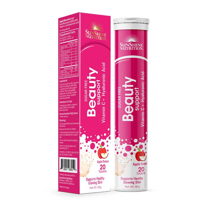 Sunshine Nutrition Beauty Sugar Free Apple Flavor Effervescent Tablets 20's