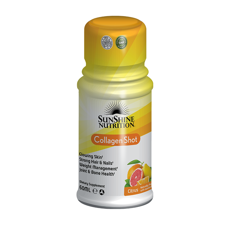 Sunshine Nutrition Collagen Shots Citrus Flavor - Marine, Biotin & Vitamins for Skin, Hair & Nails 60ml - Box of 12 pcs