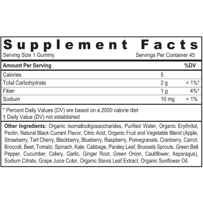 Sunshine Nutrition Cool Gummies Fruit  Vegetable & Fiber 45's Gummies