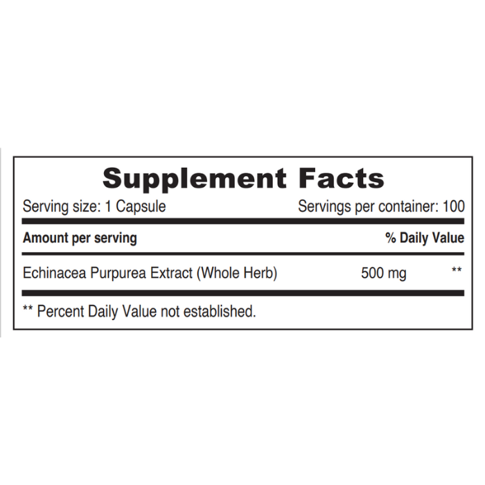 Sunshine Nutrition Echinacea 500 mg Vegetable Capsules 100's