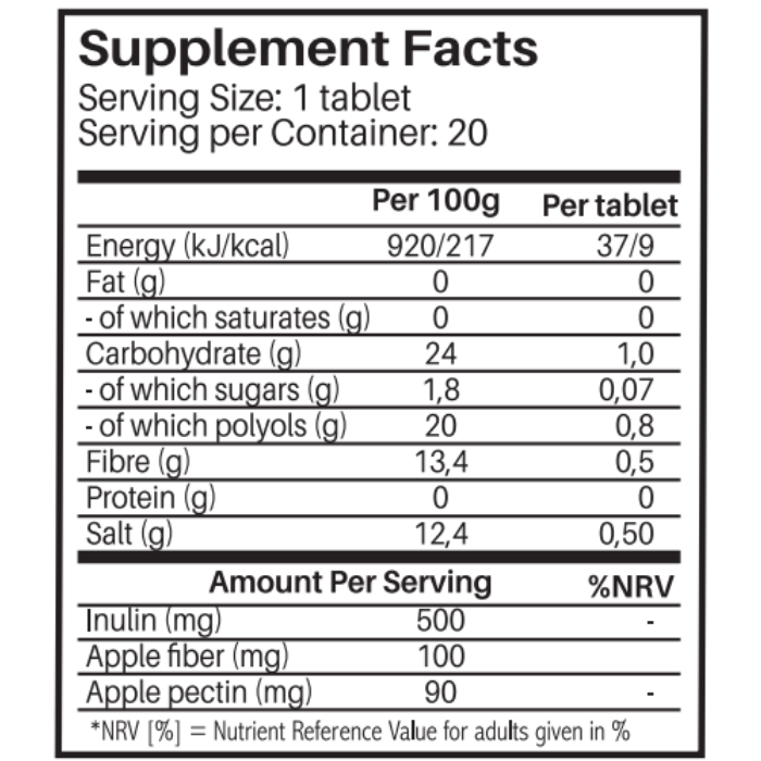 Sunshine Nutrition Fiber Apple Flavor Effervescent Tablets 20's