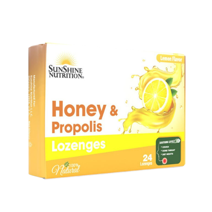 Sunshine Nutrition Honey & Propolis Sugar Free Lozenges Honey Lemon 24s