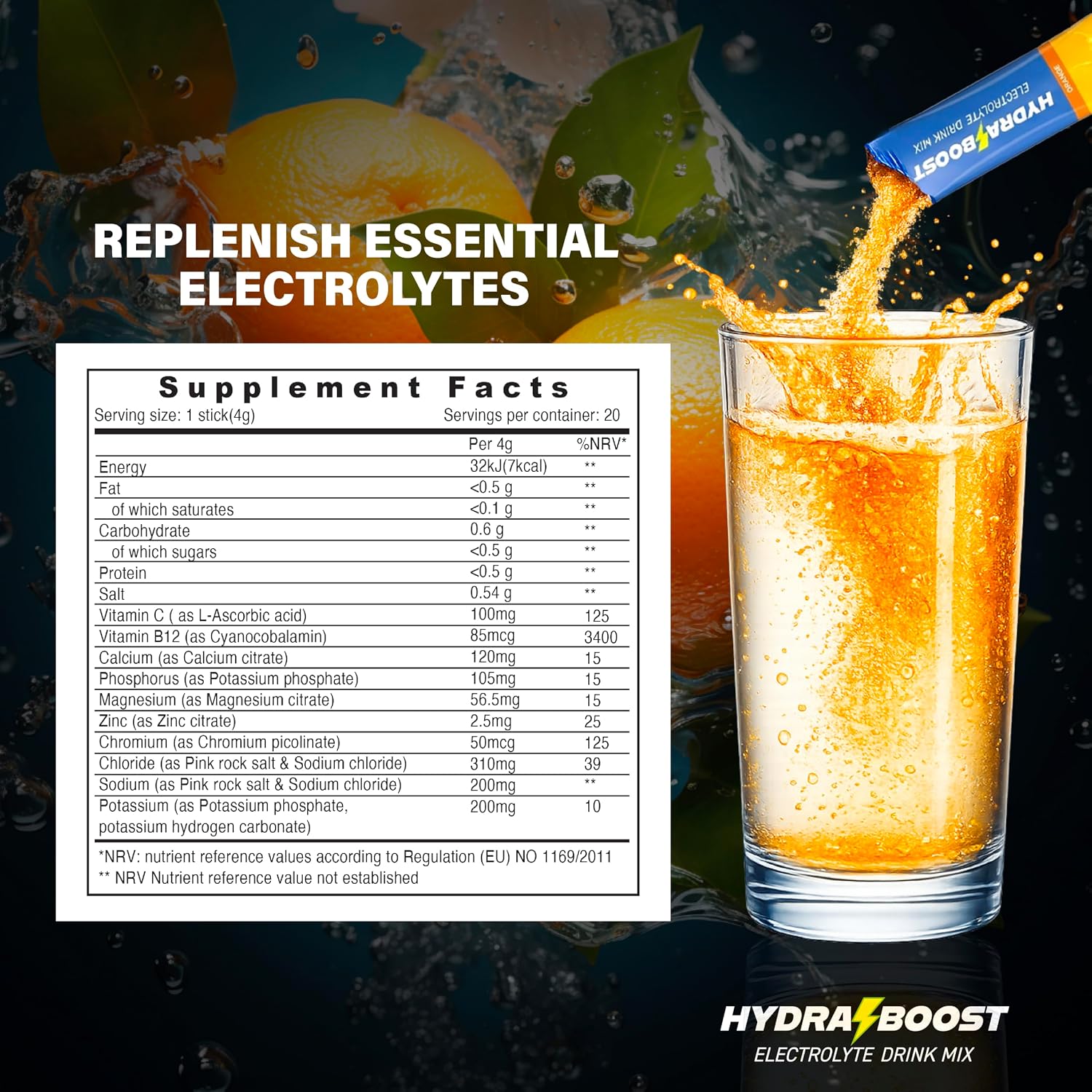 Sunshine Nutrition Hydra Boost Orange 4G 20s