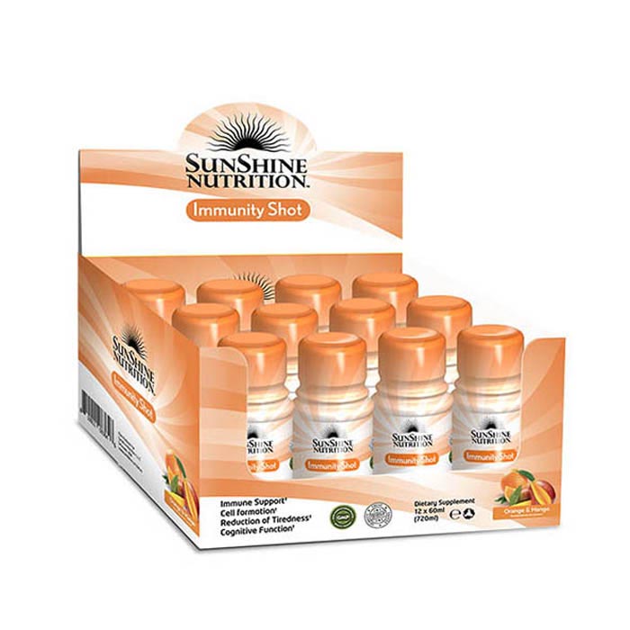 Sunshine Nutrition Immunity Shot 60ml (12 Pack)–Boost Natural Immunity & Energy with Vitamin C & Antioxidants