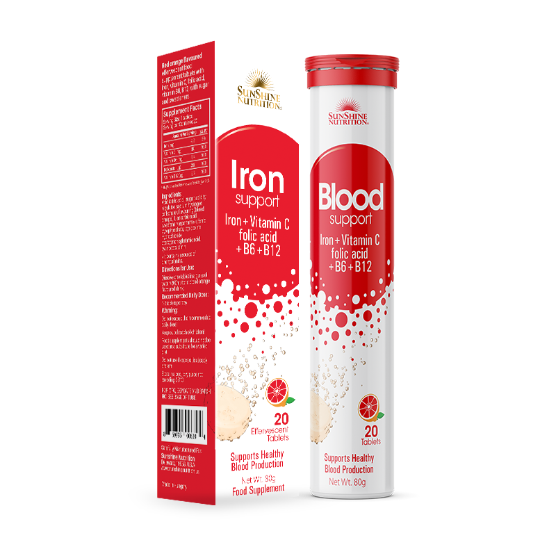 Sunshine Nutrition Iron Blood Orange Flavor Effervescent Tablets 20's