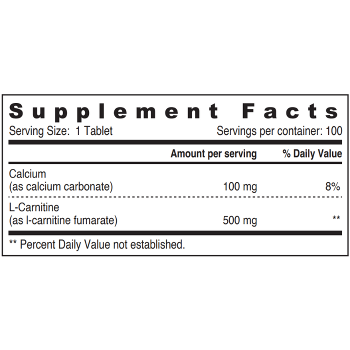 Sunshine Nutrition L- Carnitine 500 Mg With Calcium Tablets 100's