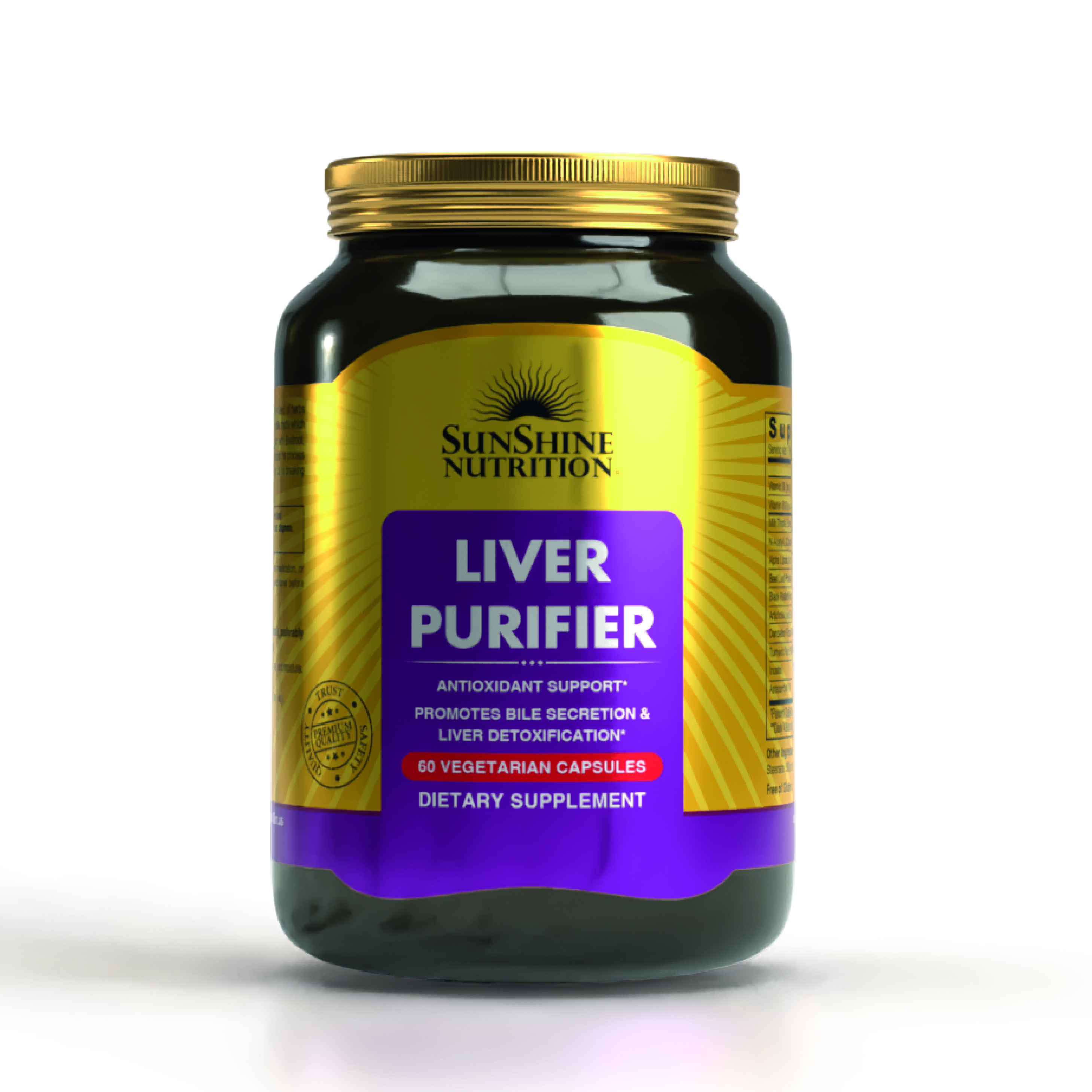 Sunshine Nutrition Liver Purifier, Advanced Herbal Detox & Antioxidant Support, 60 Vegetarian Capsules