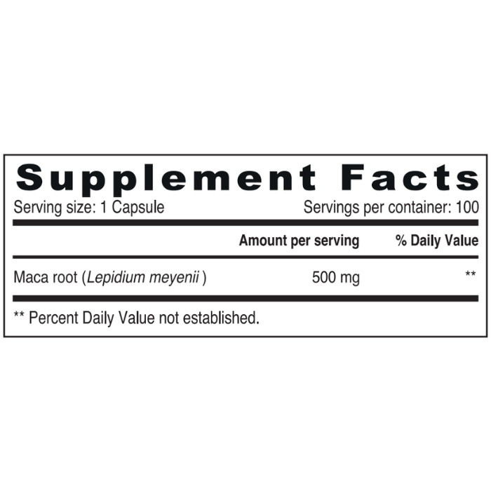 Sunshine Nutrition Maca Root 500Mg Vegetarian Capsules 100's