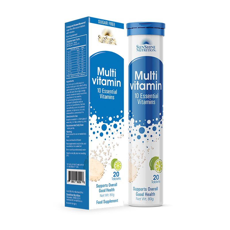 Sunshine Nutrition Multivitamin Efferv Orange Lemon Tabs 20's: 08290
