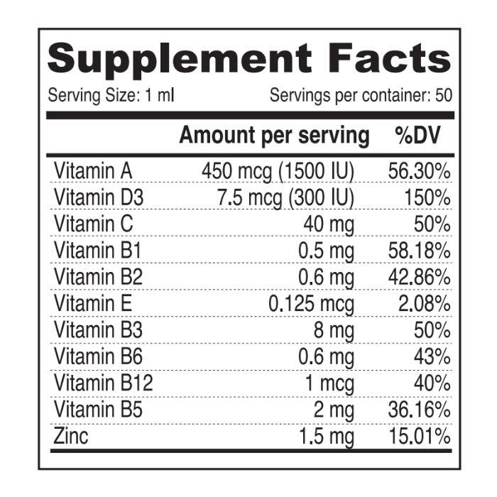 Sunshine Nutrition Pedia Multivitamins+Zinc Drops 50ml