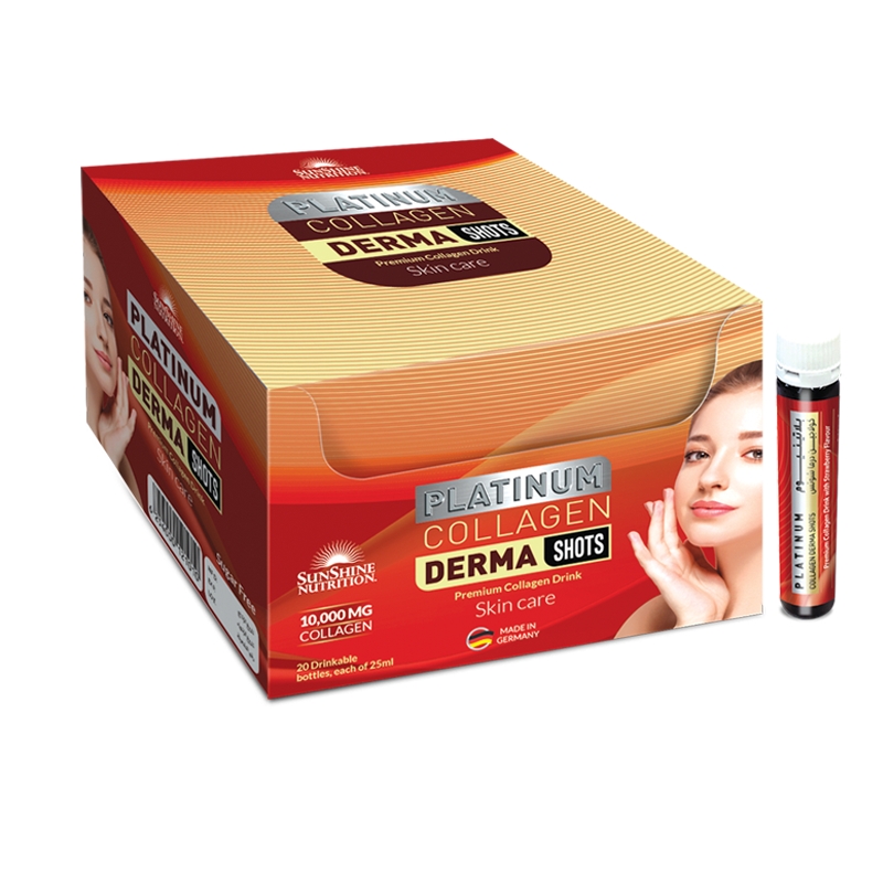 Sunshine Nutrition Platinum Collagen Shots – 20 x 25ml, For Youthful Skin & Natural Glow