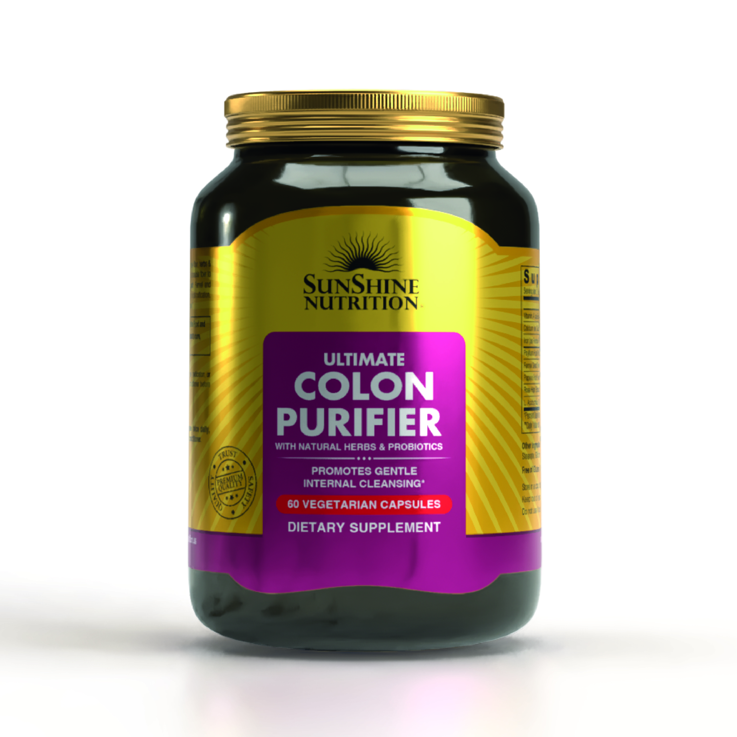 Sunshine Nutrition Ultimate Colon Purifier, Fiber, Probiotic & Digestive Cleanse, 60 Vegetarian Capsules