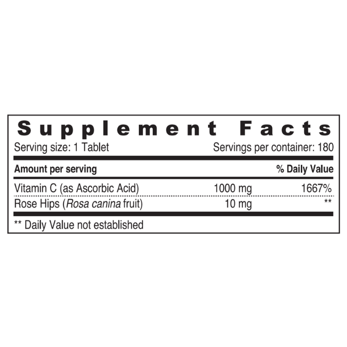Sunshine Nutrition Vitamin C 1000mg With Rosehips 180 Tablets
