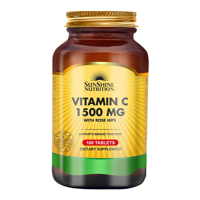 Sunshine Nutrition Vitamin C 1500mg With Rosehips 100 Tablets