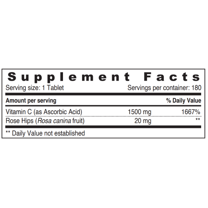 Sunshine Nutrition Vitamin C 1500mg With Rosehips 100 Tablets