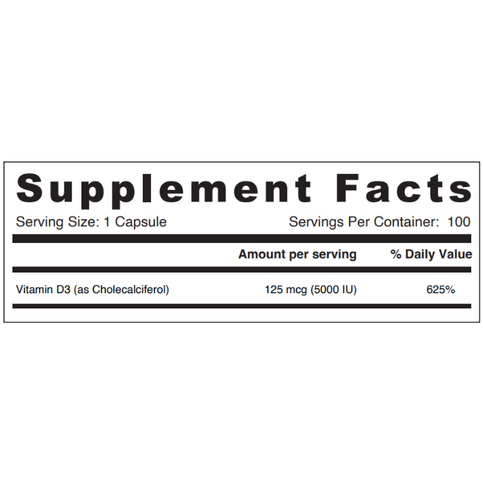 Sunshine Nutrition Vitamin D 5000iu 100 Tablets