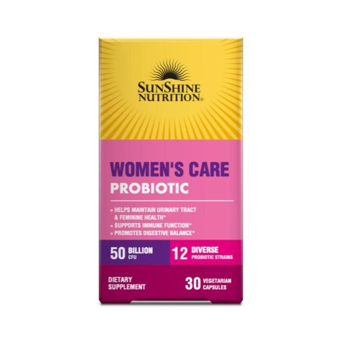 Sunshine Nutrition Women’s Care Probiotic 50 Billion, Feminine and Digestive Health Support, 30 V-Capsules